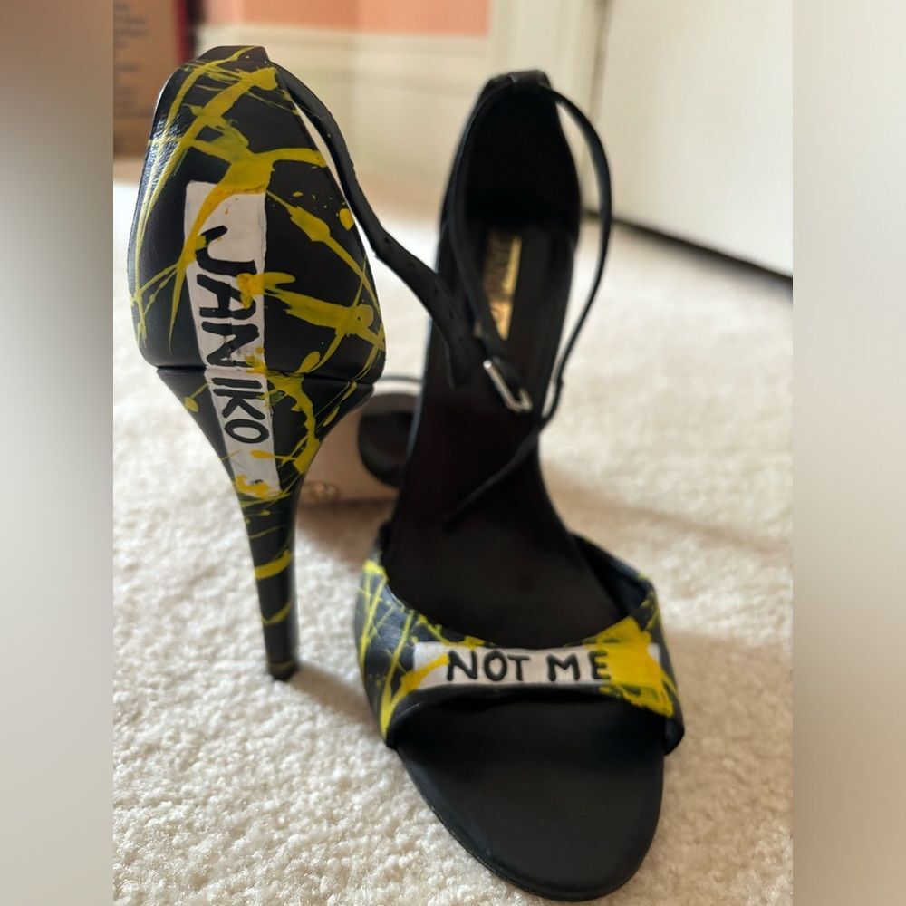 Janiko Black Heels with Artistic Flair